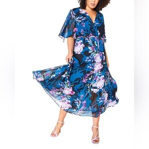 City Chic Stephanie Floral Maxi PRT sz L